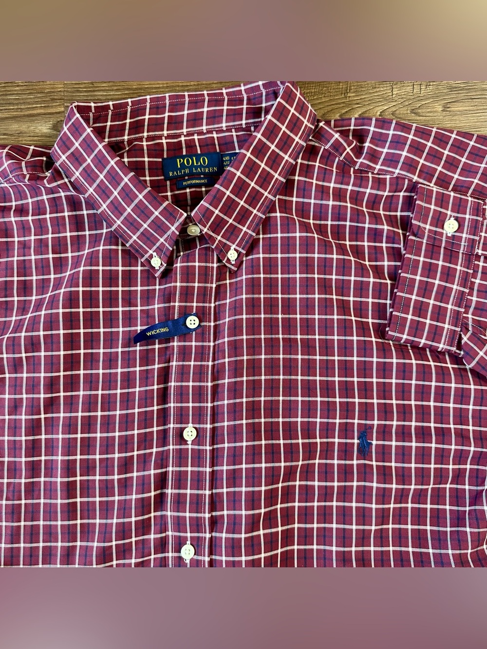 Polo Ralph Lauren Mens 4XB Pony Plaid Performance Wicking LS Shirt Red $138 NEW